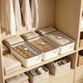 thumbnail image 1 of Linnome Underwear Storage Box 3 Partition Compartment Clear Lid Plastic Sock Bra Panties Drawer Organizer Wardrobe Closet Intimates Sorting Container, 1 of 6