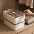 thumbnail image 1 of Linnome Underwear Storage Box 3 Partition Compartment Clear Lid Plastic Sock Bra Panties Drawer Organizer Wardrobe Closet Intimates Sorting Container, 1 of 6