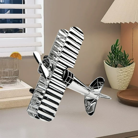 Linnome Vintage Metal Airplane Model Ornament, Military-Style Simulated Fighter Aircraft Decor for Shelf, Desk, or Man Cave, Collectible Aviation Themed Gift