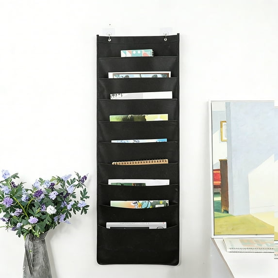 Linnome Wall Mounted File Holder Magazine Organizer For Documents Catalogs Mail Kitchen Office Entryway Storage Wall Rack