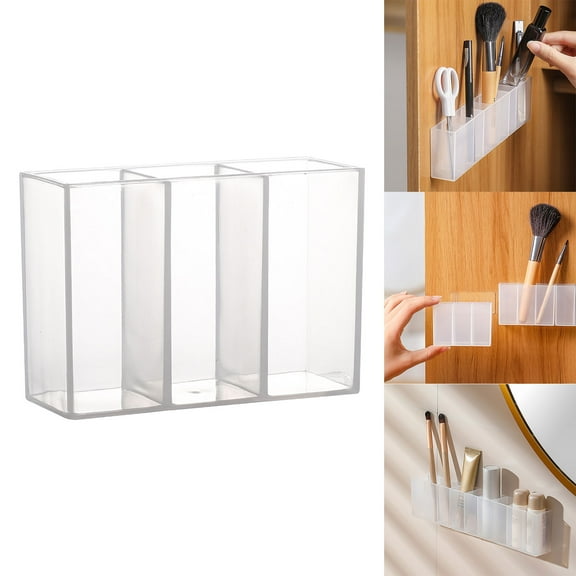 Linnome Wall Mounted Storage Box With Dividers Household Organizer For Cosmetics Small Items And Bathroom Essentials
