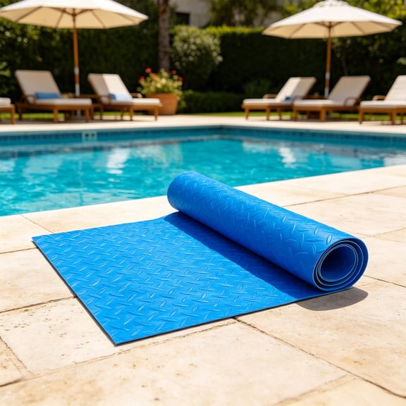 Linnome Waterproof Non Slip Pool Mat Quick Drying Flexible Floor Rug Water Resistant Anti Skid Doormat for Poolside Patio Deck Outdoor Indoor
