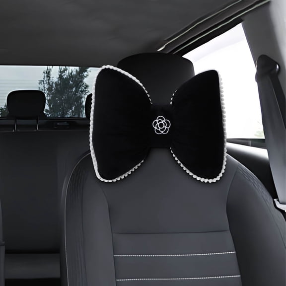 Linnome Winter Plush Camellia Car Pillow for Vehicle Seat Car Interior Comfort and Cold Weather Needs