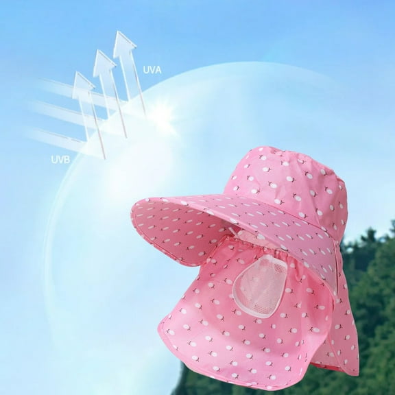 Linnome Women's Summer Wide Brim Sun Hat with Face Mask Neck Flap UV Protection Sun Cap for Outdoor Gardening Hiking