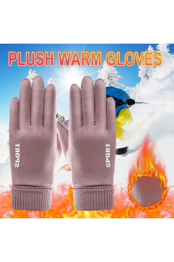 Women's Winter Fleece Full Finger Gloves Touchscreen Compatible Warm Windproof Non Slip Gear for Outdoor Cycling and Daily Use
