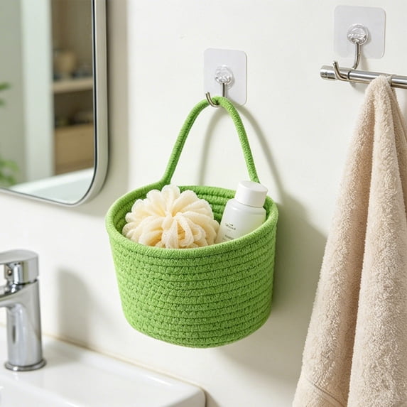 Linnome Woven Wall Hanging Storage Basket Hangable Sundry Organizer Basket for Cosmetics Snack Small Household Goods Classification Arrangement