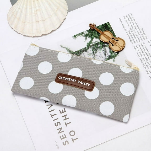 Linnome Dots Lattice Canvas Stationery Storage Box Stylish Organizer For Office And Desk Supplies And Accessories