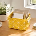 thumbnail image 1 of Linnome Linen Cotton Desktop Storage Basket Fresh Fabric Organizer Box Foldable Small Sundry Holder for Bedroom Vanity Living Room Countertop Tidying, 1 of 7