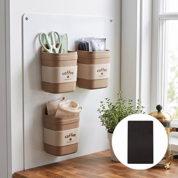 Linnome Magnetic Storage Box Fridge Wall Mount Organizer Cup Shape Holder for Tea Bags Coffee Pods Spices Refrigerator Sundry Storage