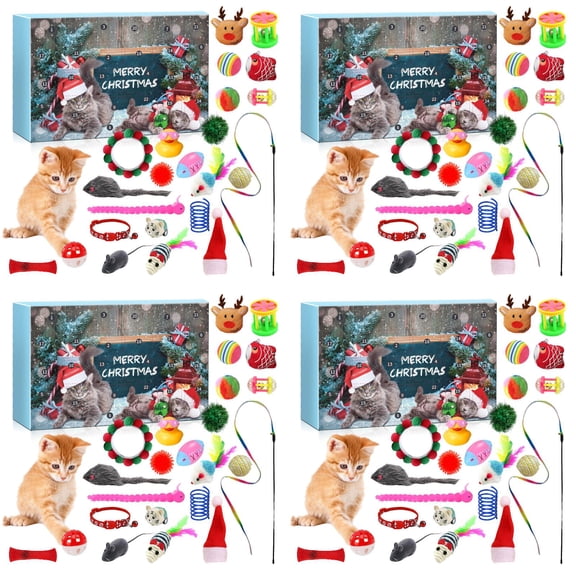 Linnyunggg 2024 Cat Advent Calendar 24 Days Countdown To Christmas Advent Calendar Cat Feather Teaser And For Toys Interactive Play For Cat Lovers 4PCS Kids Timers Visual Stopwatch Clock Display