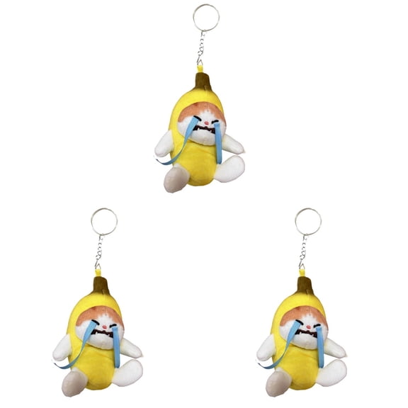 Linnyunggg Crying Banana Cat Pendant Cute Banana Cat Doll Sound Making Banana Cat Crying Cat Keychain Banana Meow Doll Keychain Cute Charm 3PCS Objects Baby Swing