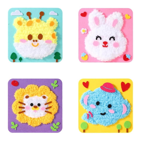 Linnyunggg DIY Embroidery Doll Set For Kids Sewing Arts And Crafts Kit Easy To Do Cartoon Animal Sewing Projects Yarn Board Kids Arts And Crafts Ages 2-5 Girls Kids Arts And Crafts Ages 4-8 Boys