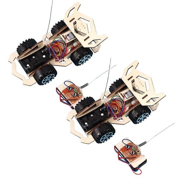 Linnyunggg DIY RC Car Kids Toys Assembly Building Vehicle Toys Racing Car Wooden Toy Cars 2PCS Kid Learning Fridge Building Sticks for Boys Age 8-12