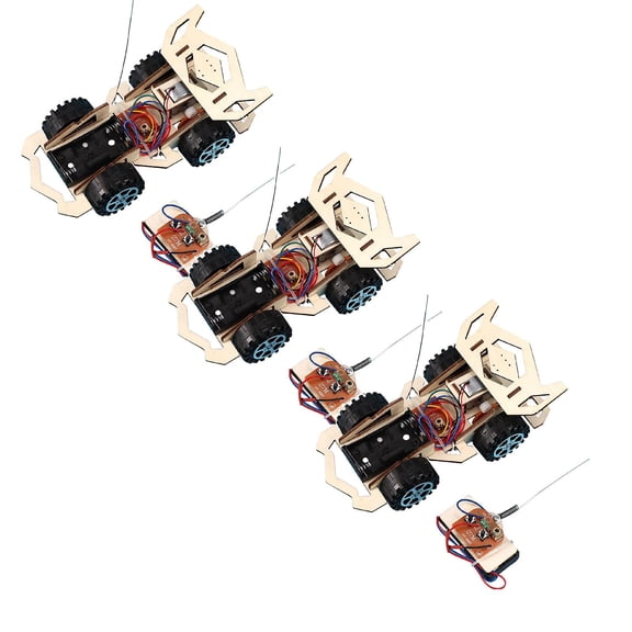 Linnyunggg DIY RC Car Kids Toys Assembly Building Vehicle Toys Racing Car Wooden Toy Cars 3PCS for Kids Board Games for Children