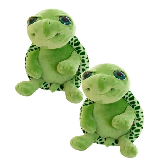 Linnyunggg Green Turtle Stuffed Animal Toy Big Eyes Tummy Turtle Doll Great 2PCS