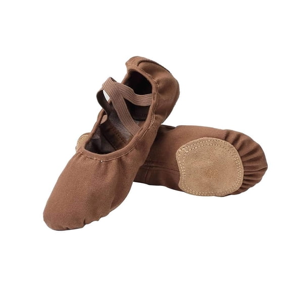 Ballet Shoes for Women Stretch Canvas Split Sole Dance Shoe for Girls-Coffee-9.5M