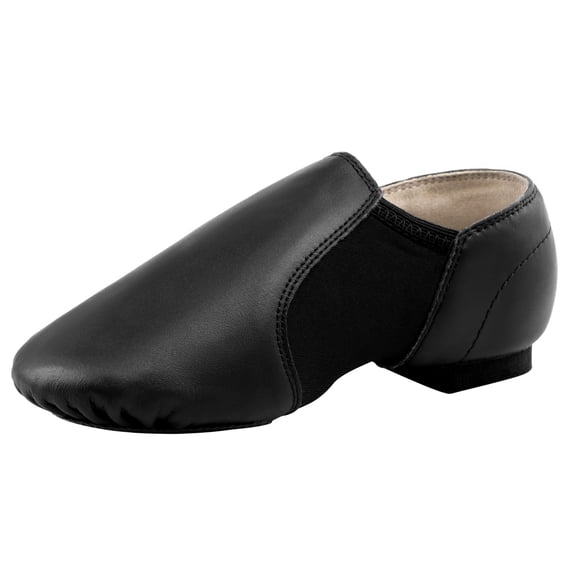 Linodes Leather Jazz Shoe Slip On for Girls and Boys (Toddler/Little Kid/Big Kid) Black 7M Big Kid