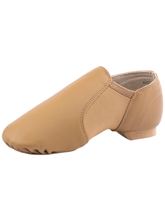 Leather Jazz Shoe Slip On for Girls and Boys (Toddler/Little Kid/Big Kid) Brown 2.5M Little Kid