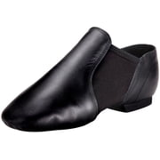 Linodes Tent Leather Upper Jazz Shoe Slip-on for Women and Mens Dance Shoes Black 11M