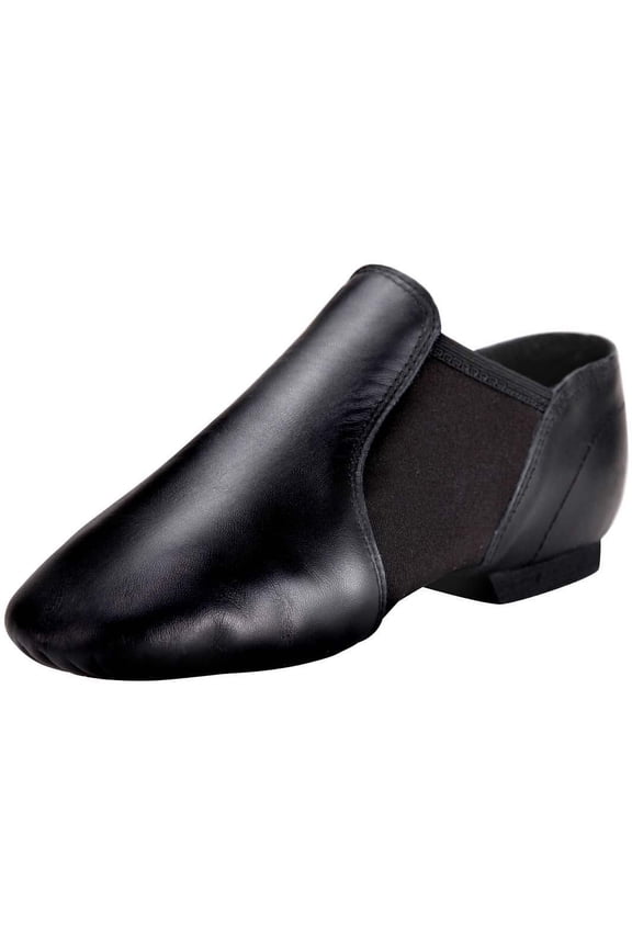 Tent Leather Upper Jazz Shoe Slip-on for Women and Men's Dance Shoes Black 8.5M women/ 8 men