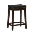 thumbnail image 1 of Linon Claridge 26" Backless Indoor Wood Counter Stool, Dark Brown/Brown Faux Leather, 1 Stool, 1 of 15