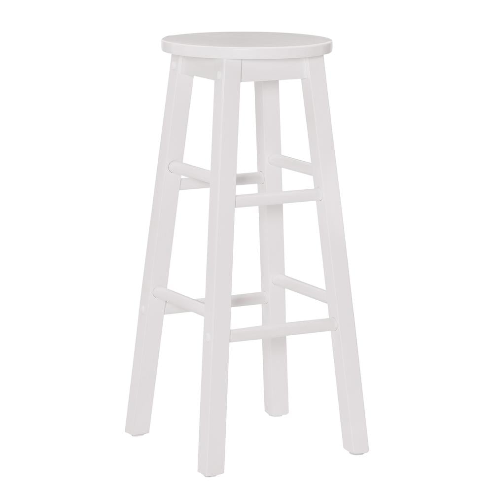 Coastal Cottage 29" Backless Bar Stool in White Solid Rubberwood