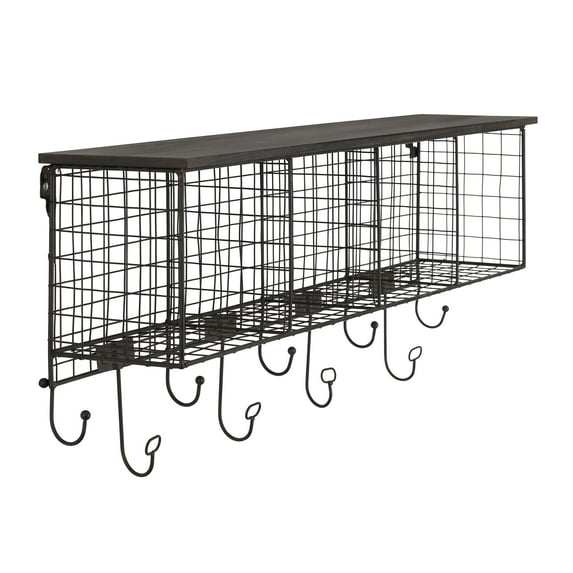 Linon 4-Cubby Floating Wall Shelf, Black