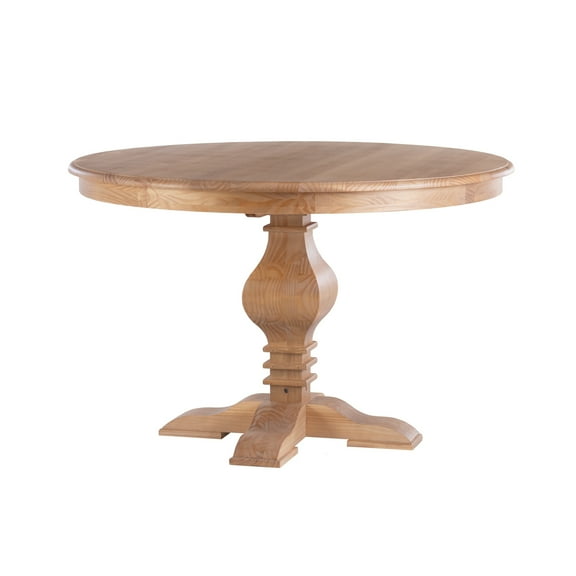 Linon 48 in Round Larson Pine Wood Dining Table, Rustic Honey