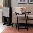 thumbnail image 1 of Contemporary Home Living 5-Piece Folding Tray Table Set with Stand - 26.5" - White and Black, 1 of 9