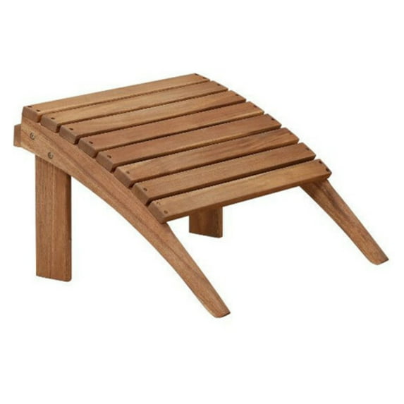 Linon Adirondack Outdoor Solid Sturdy Acacia Wood Ottoman in Acorn Brown Stain