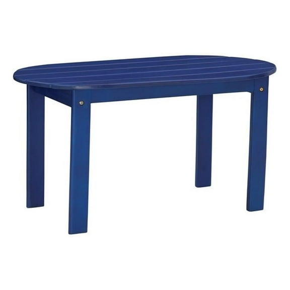 Linon Adirondack Sturdy Solid Acacia Wood Outdoor Coffee Table in Blue Stain