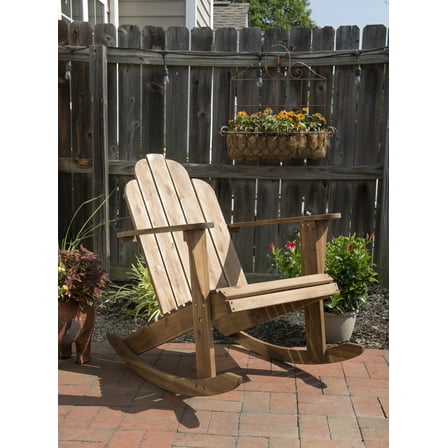 Linon Adirondack Rocker, Teak Color, High Back 37 inches