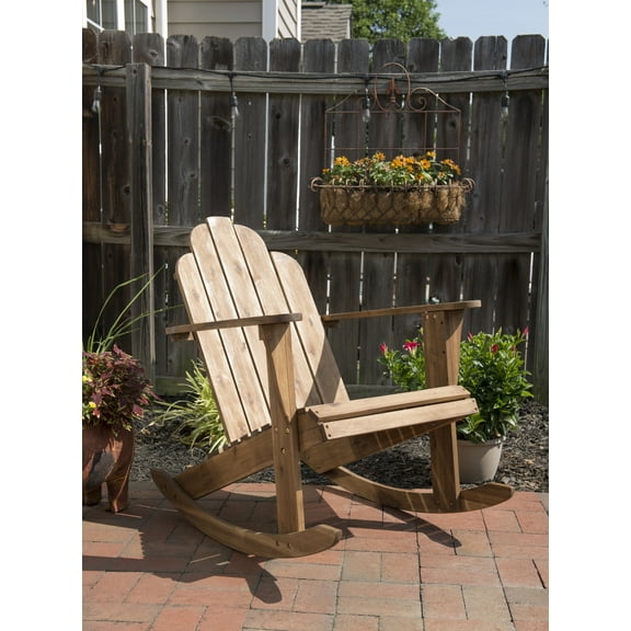 Linon Adirondack Rocker, Teak Color, High Back 37 inches
