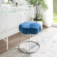 thumbnail image 1 of Linon Adult Floral Inspired Boho Chrome Base Vanity Stool Table Set, Navy Velvet, 1 of 12