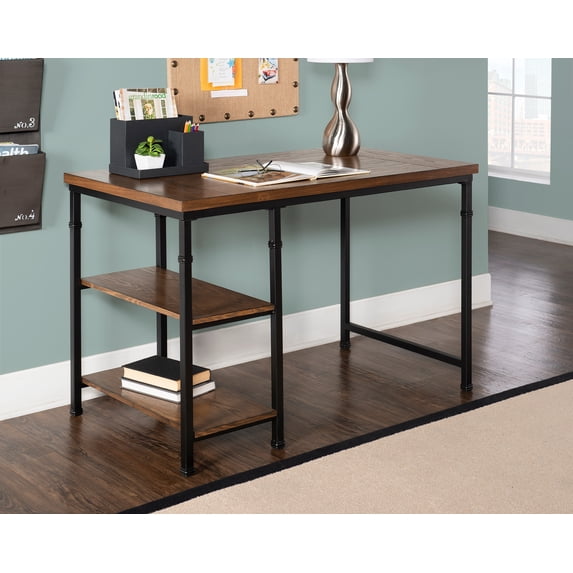 Linon Albion 2-Shelf Desk, 45" Wide, Ash Veneer Finish