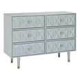 thumbnail image 1 of Linon Alick Wood Geo Texture 6 Drawer Dresser with Gold Hardware in Gray, 1 of 11