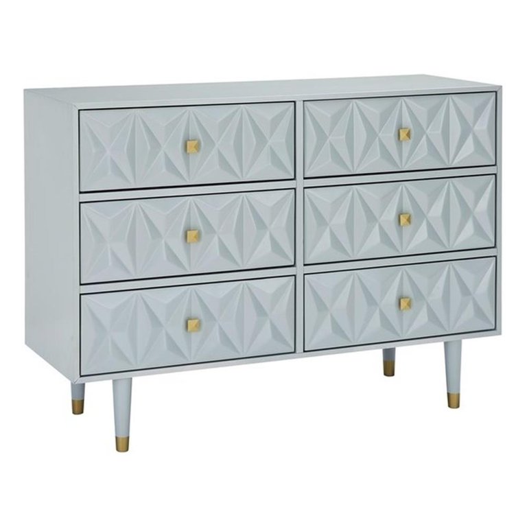 Linon Alick Wood Geo Texture 6 Drawer Dresser with Gold Hardware in Gray -  Walmart.com