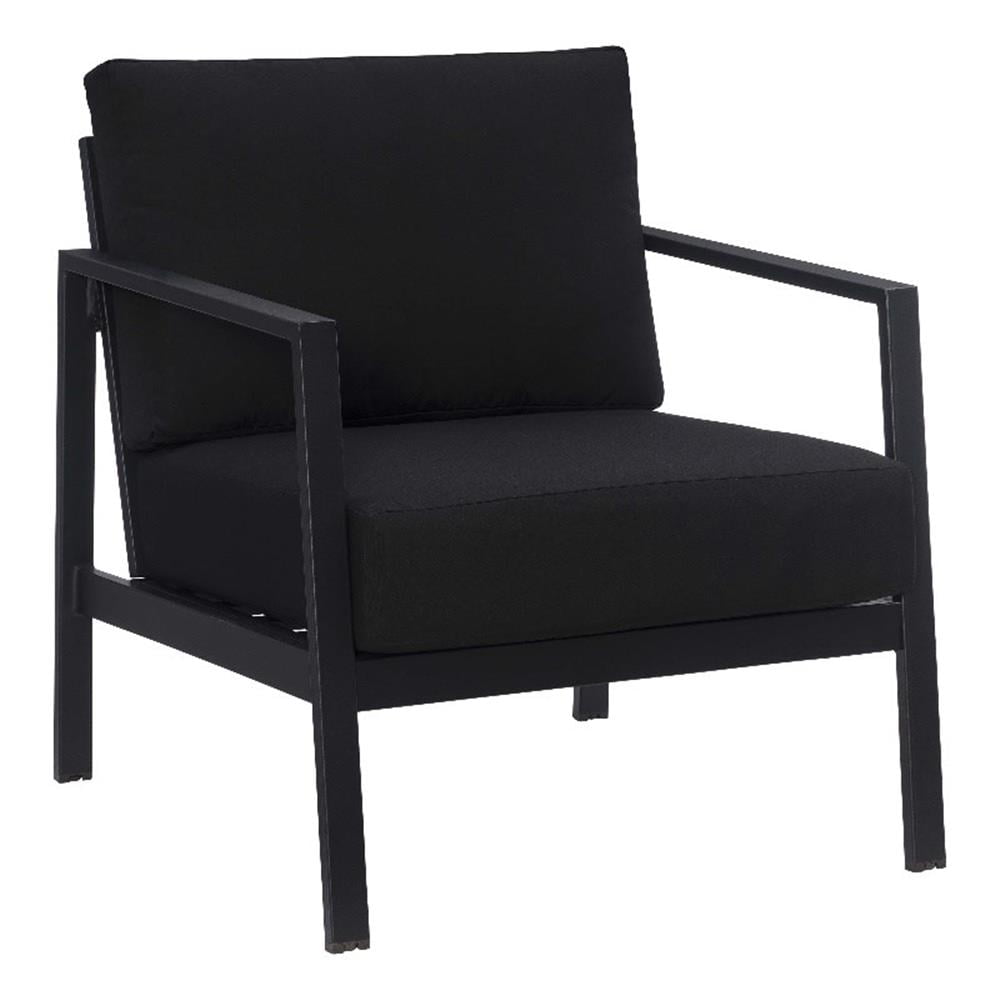 Linon Turner Lightweight Patio Home Garden Metal Chair with Black ...