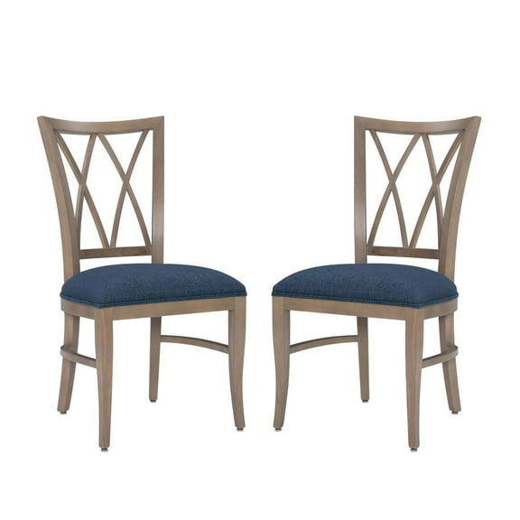 Linon Andes Chair Nat Blue Set Of 2