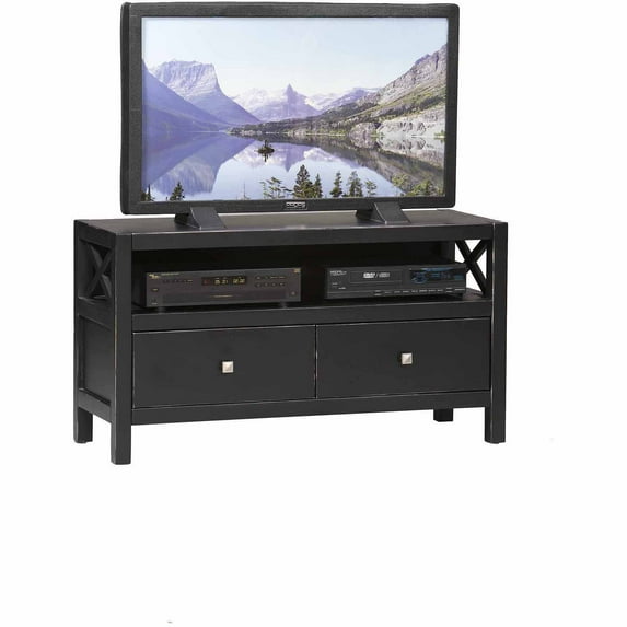 Linon Anna 44" TV Stand in Distressed Antique Black