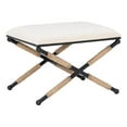 thumbnail image 1 of Linon Anna Campaign Accent Stool Black Metal Legs with Rope Detail in Cream, 1 of 13
