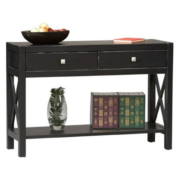 Linon Anna Collection Console Table, Antique Black, 30 inches High
