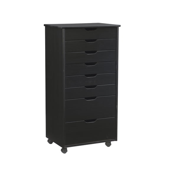 Linon Ansley 8-Drawer Rolling Storage Cart, Black