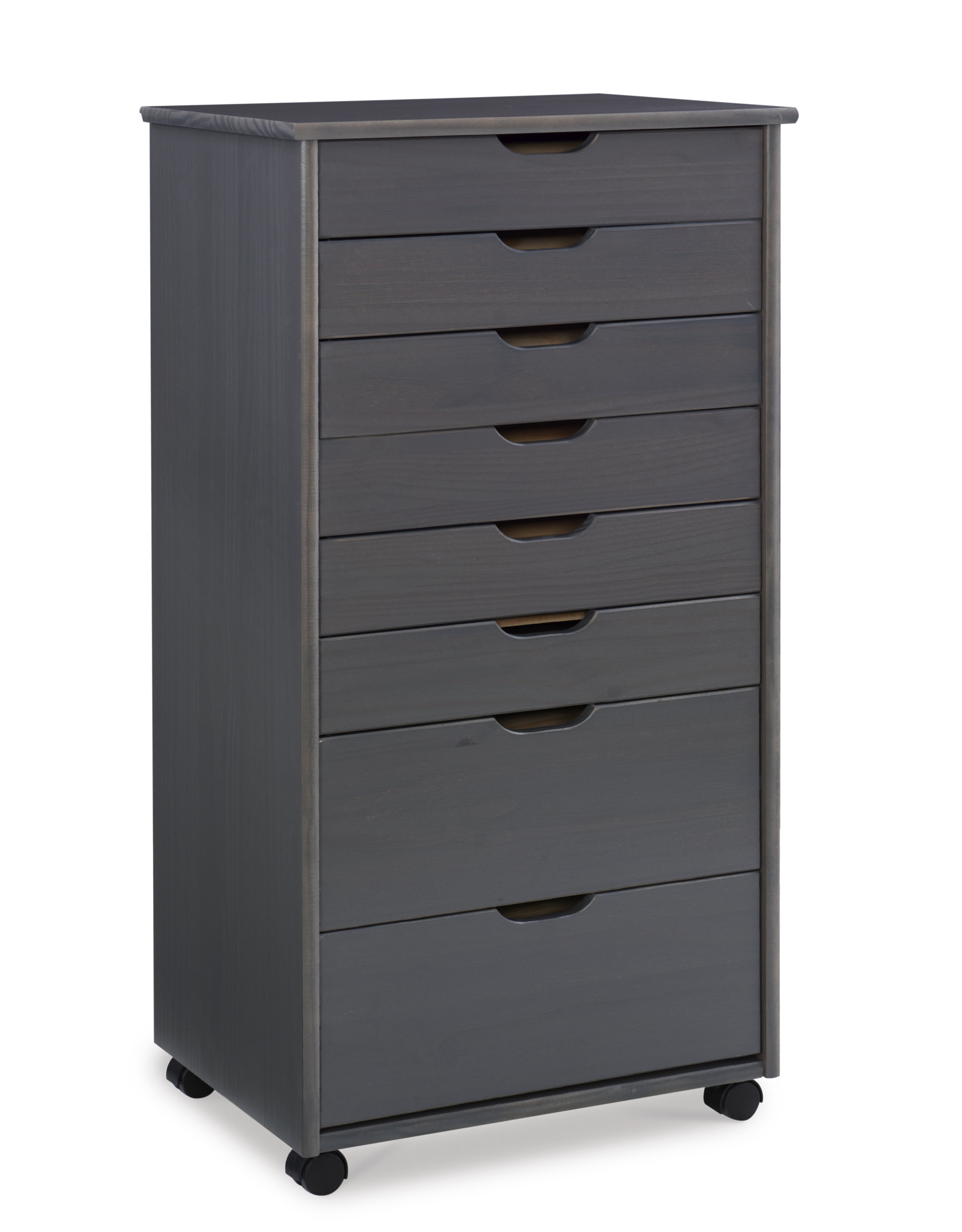 Linon Ansley 8-Drawer Rolling Storage Cart, Gray