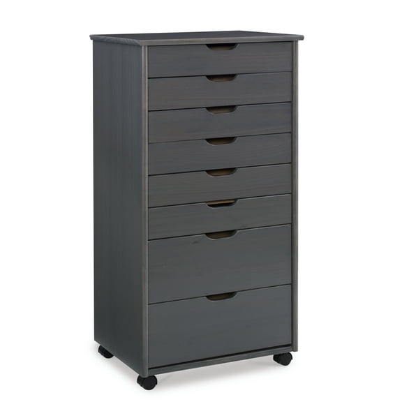 Linon Ansley 8-Drawer Rolling Storage Cart, Gray