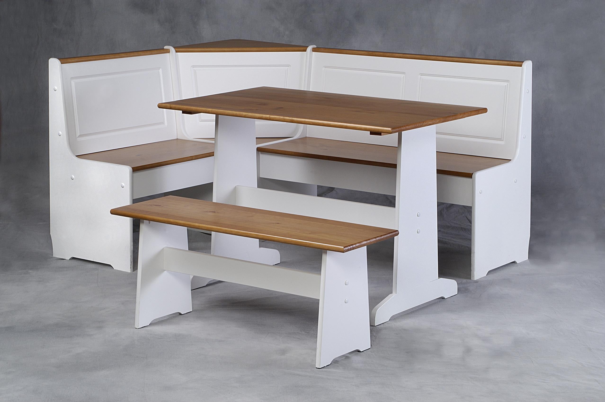 Ardmore White and Natural Finish Corner Nook Dining Set