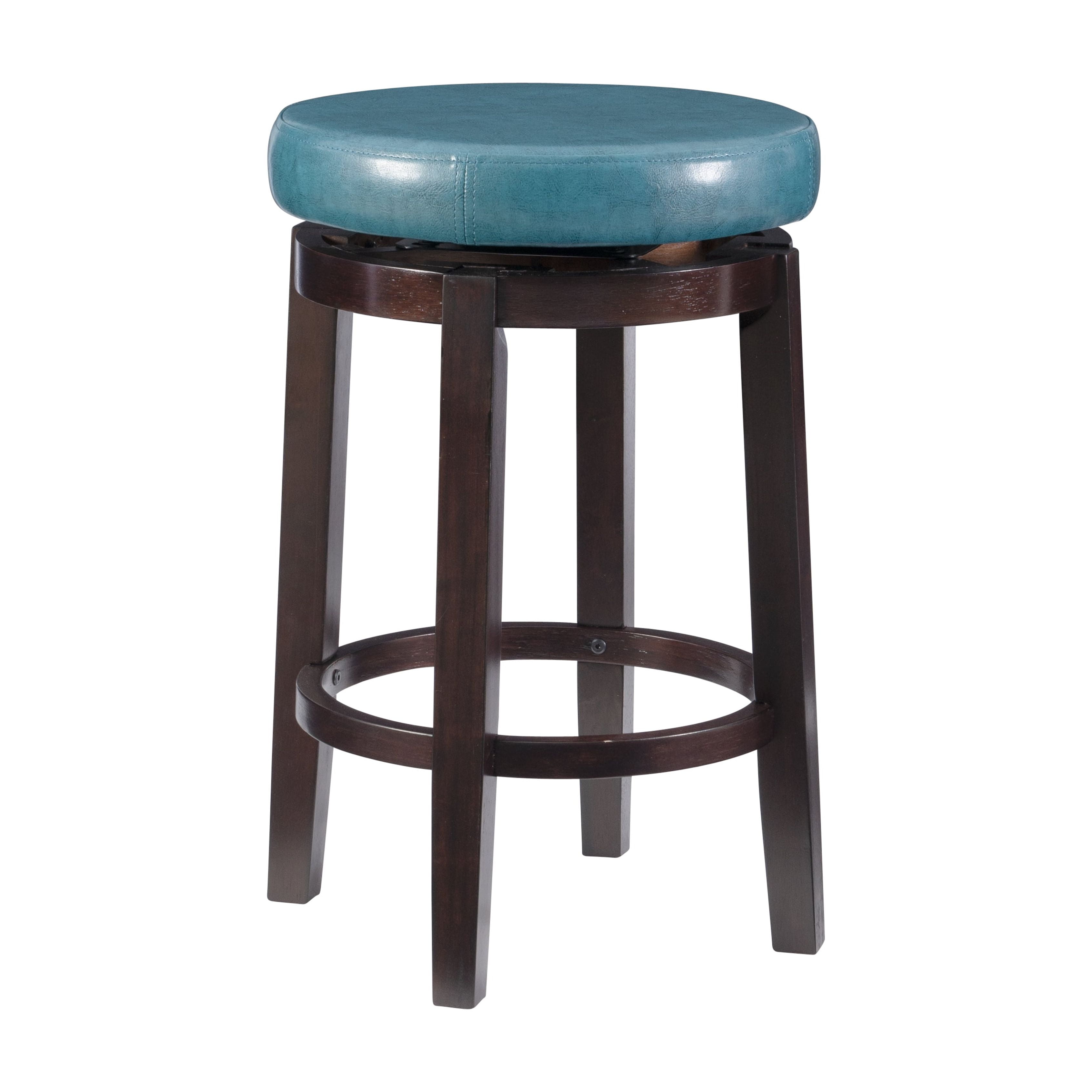 Linon Arlene 25" Indoor Backless Swivel Counter Stool, Brown/Teal Faux Leather