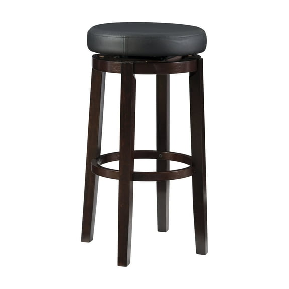 Linon Arlene 31" Indoor Backless Swivel Bar Stool, Brown/Black Faux Leather