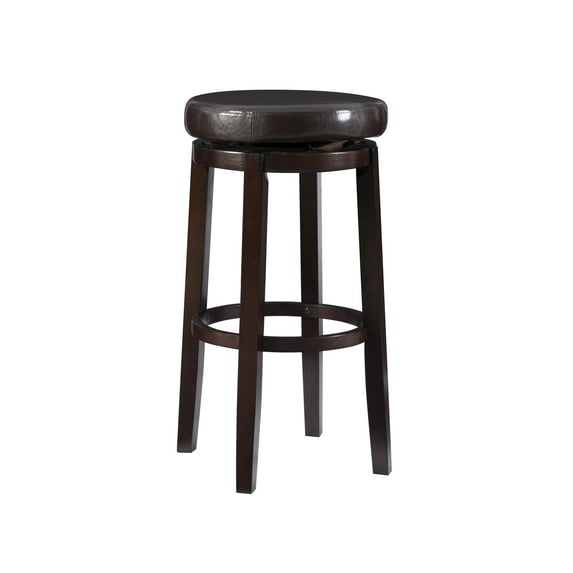 Linon Arlene 31" Indoor Backless Swivel Bar Stool, Brown/Brown Faux Leather