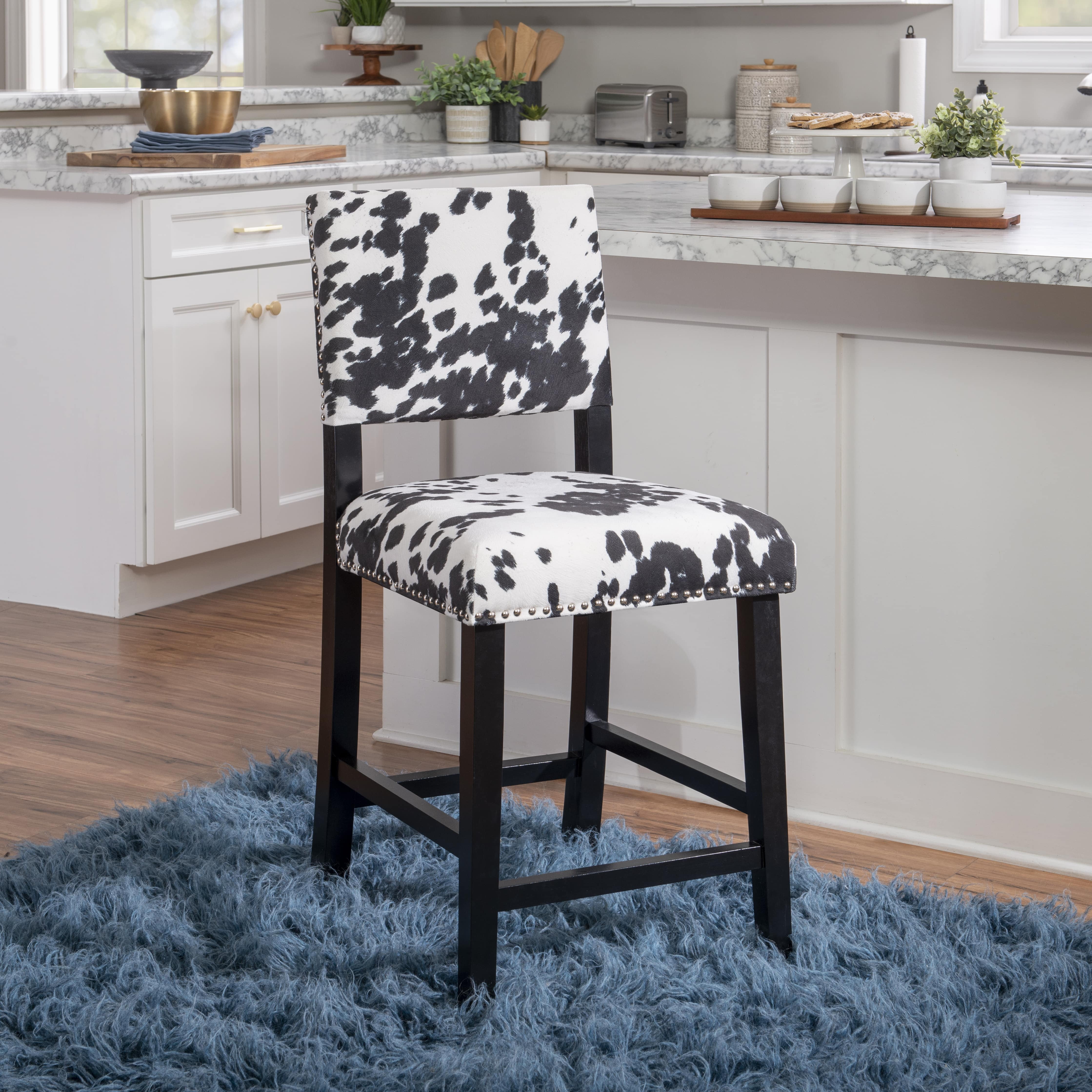 Free Shipping! Linon Armond 24in Counter Stool Black Cow Print ...
